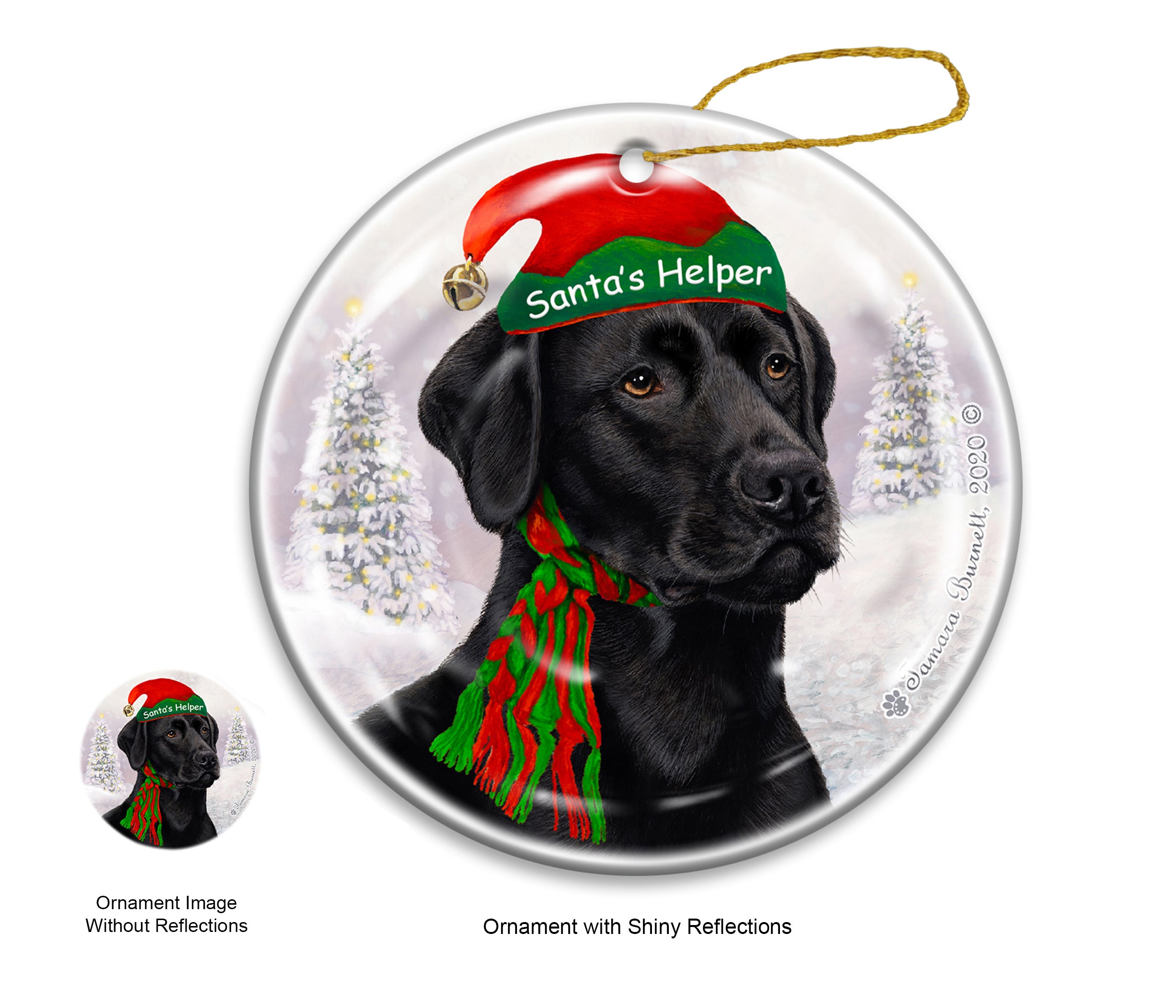 Labrador Black American - Santa's Helper Ornament