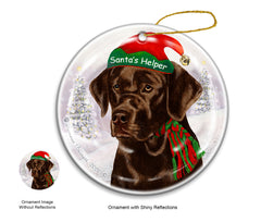 Labrador Choclate English - Santa's Helper Ornament