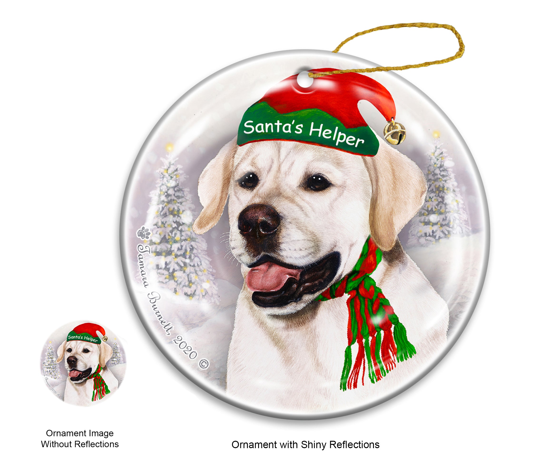 Labrador White English - Santa's Helper Ornament