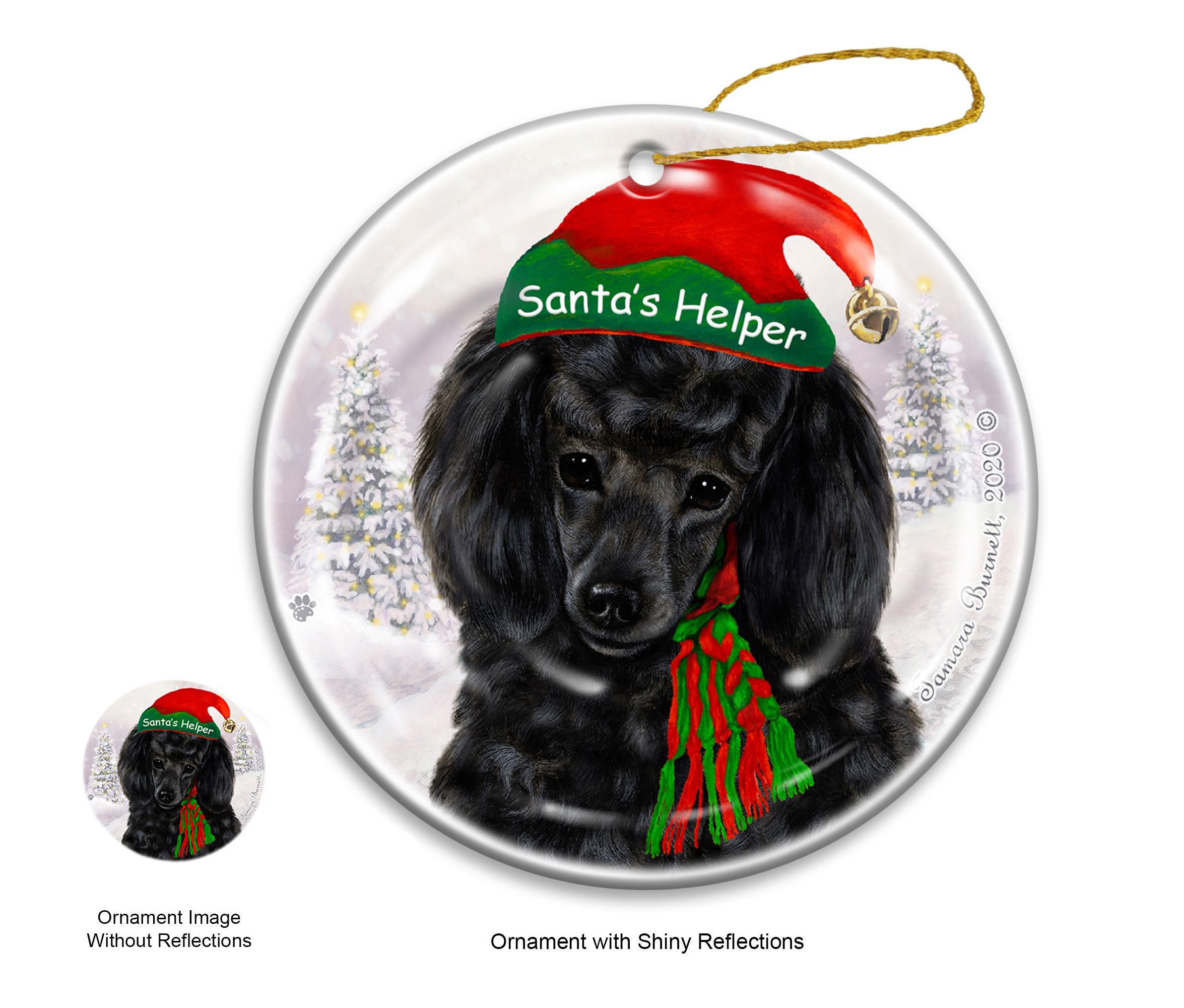 Poodle Black - Santa's Helper Ornament