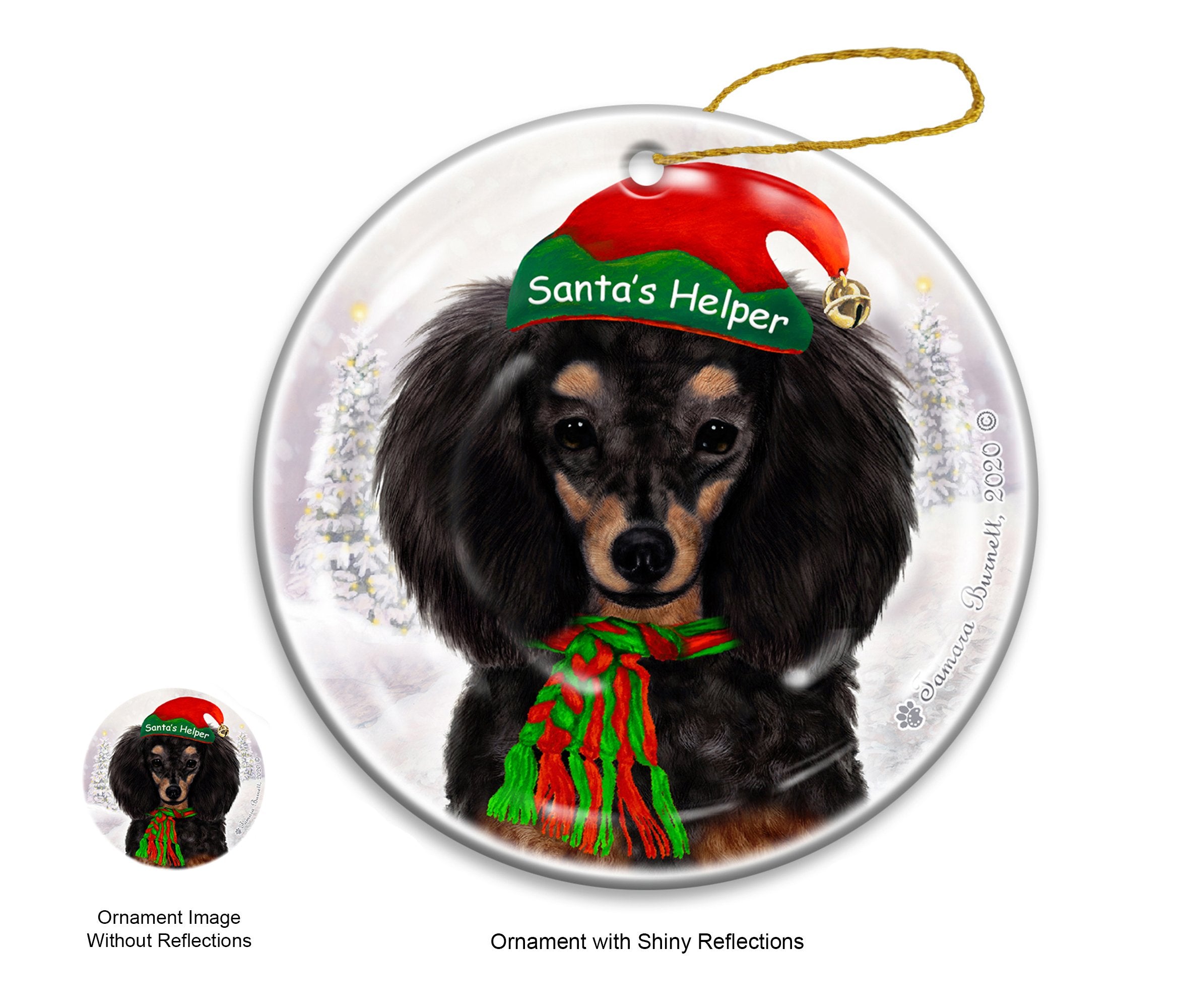 Poodle Black and Tan - Santa's Helper Ornament