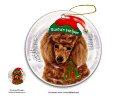 Poodle Red - Santa's Helper Ornament