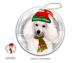 Poodle Mini White - Santa's Helper Ornament