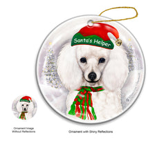 Poodle White - Santa's Helper Ornament