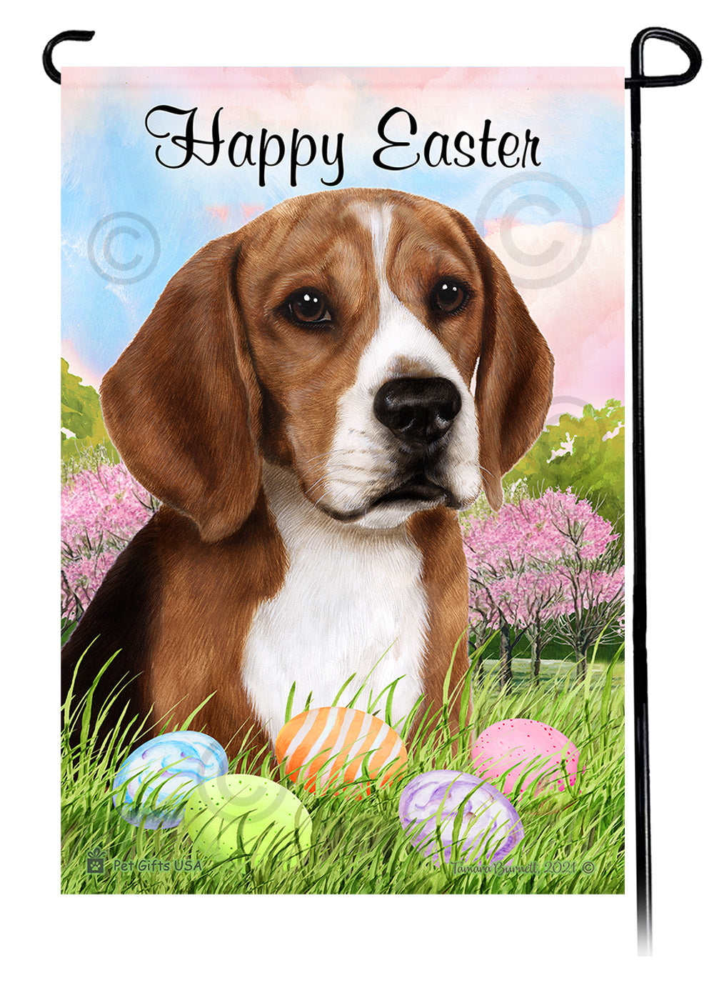 Beagle Happy Easter Garden Flag