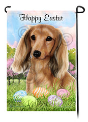 Dachshund Longhair Cream Happy Easter Garden Flag