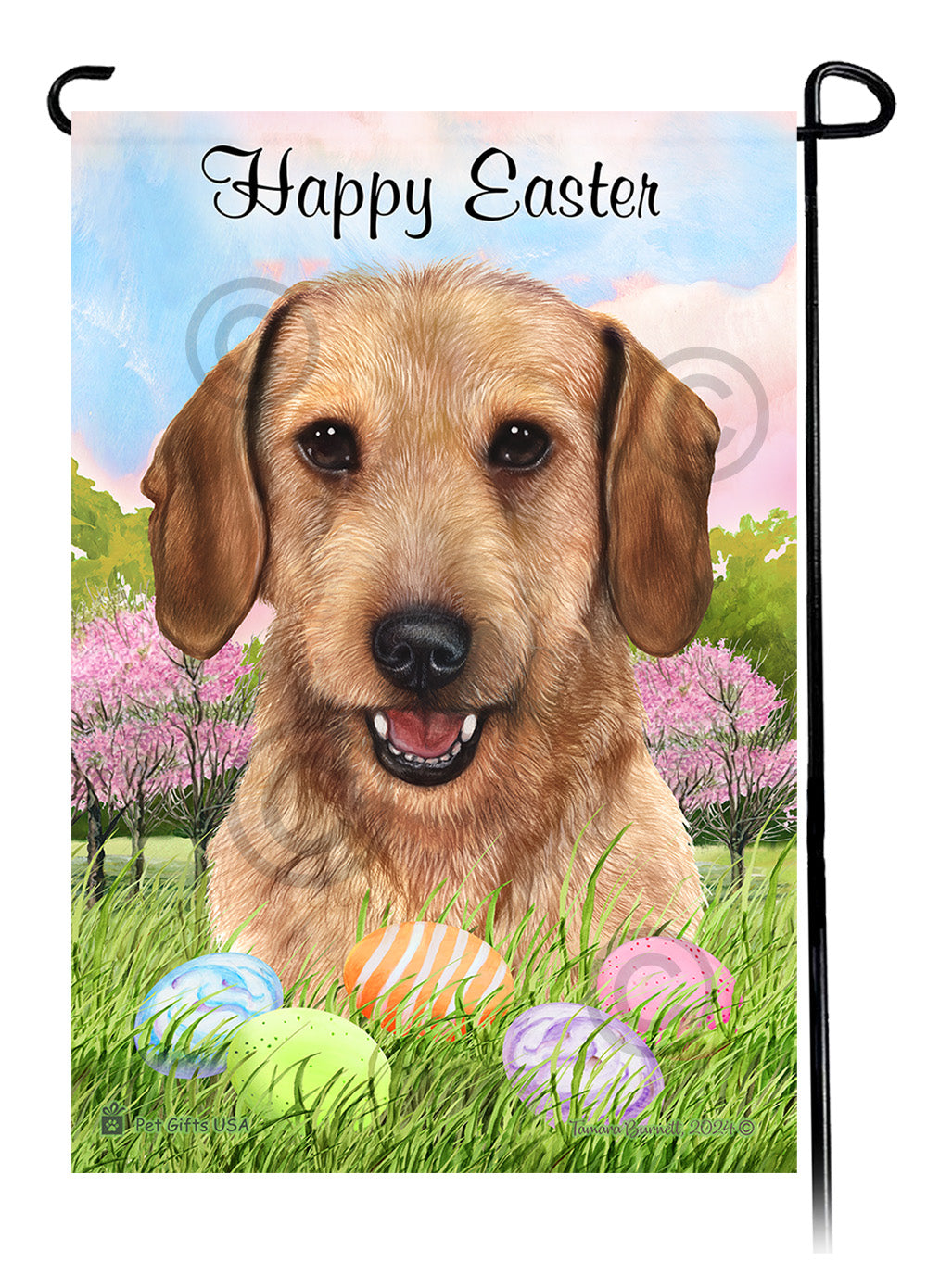 Dachshund Wirehaired Wheaten Happy Easter Garden Flag