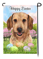 Dachshund Wirehaired Wheaten Happy Easter Garden Flag