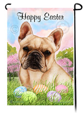 French Bulldog Cream Happy Easter Garden Flag