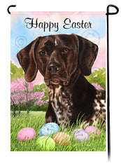 German Shorthaired Pointer Liver Roan Happy Easter Garden Flag
