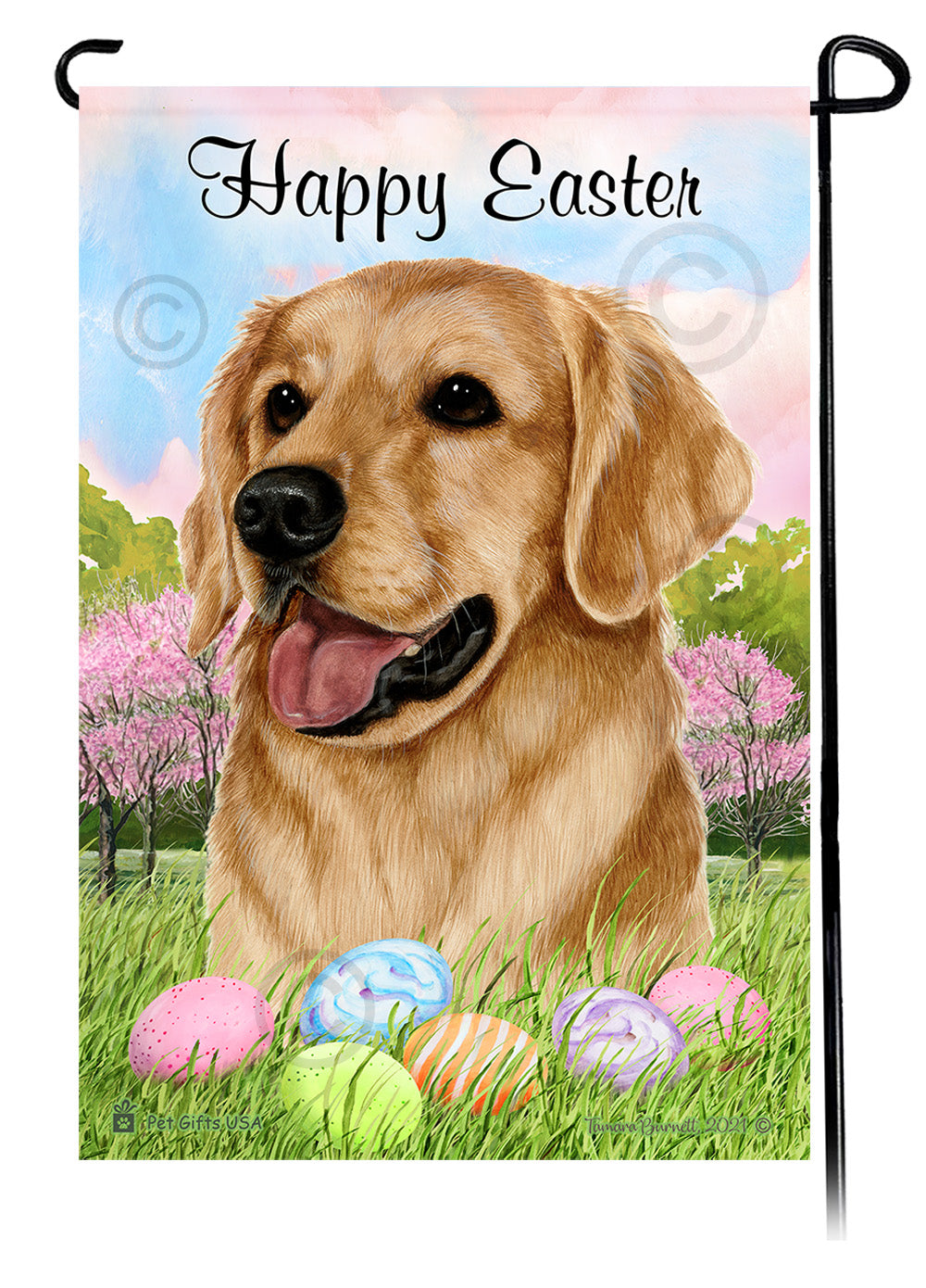 Golden Retriever Happy Easter Garden Flag