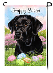 Labrador Retriever English Black Happy Easter Garden Flag