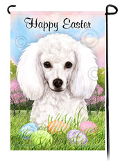 Poodle White Happy Easter Garden Flag