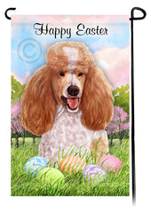 Poodle Standard Apricot And White Parti Happy Easter Garden Flag
