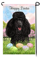 Poodle Standard Black Happy Easter Garden Flag
