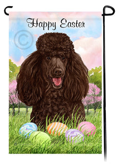 Poodle Standard Chocolate Happy Easter Garden Flag