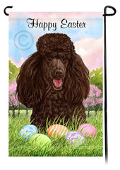 Poodle Standard Chocolate Happy Easter Garden Flag