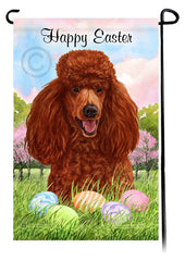 Poodle Standard Red Happy Easter Garden Flag