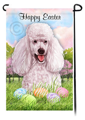 Poodle Standard White Happy Easter Garden Flag