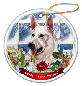 German Shepherd White - Santa I Can Explain Ornament