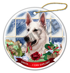 German Shepherd White - Santa I Can Explain Ornament