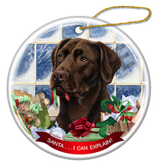 Labrador Retriever Chocolate - Santa I Can Explain Ornament