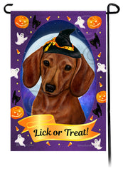 Dachshund (Shorthaired Red) - Halloween Howls Garden Flag