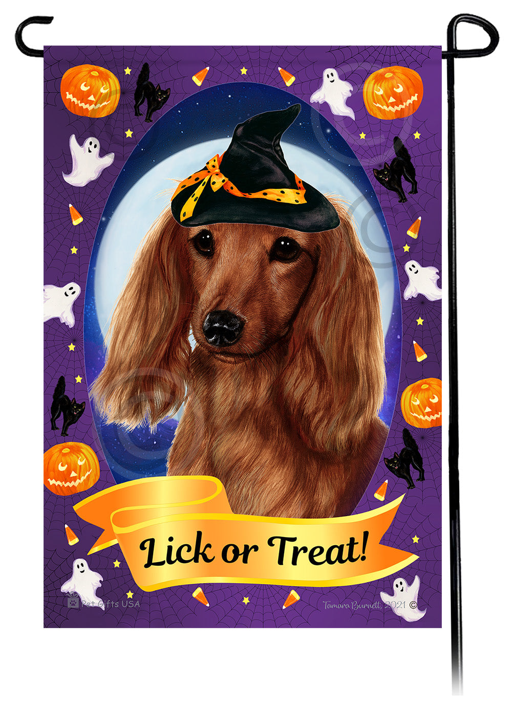Dachshund (LH Red) - Halloween Howls Garden Flag