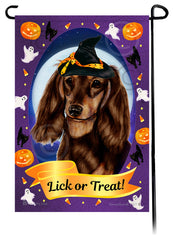 Dachshund (LH Chocolate And Tan) - Halloween Howls Garden Flag