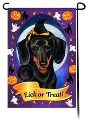 Dachshund (Smooth Black And Tan 2) - Halloween Howls Garden Flag