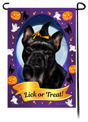 French Bulldog (Black) - Halloween Howls Garden Flag