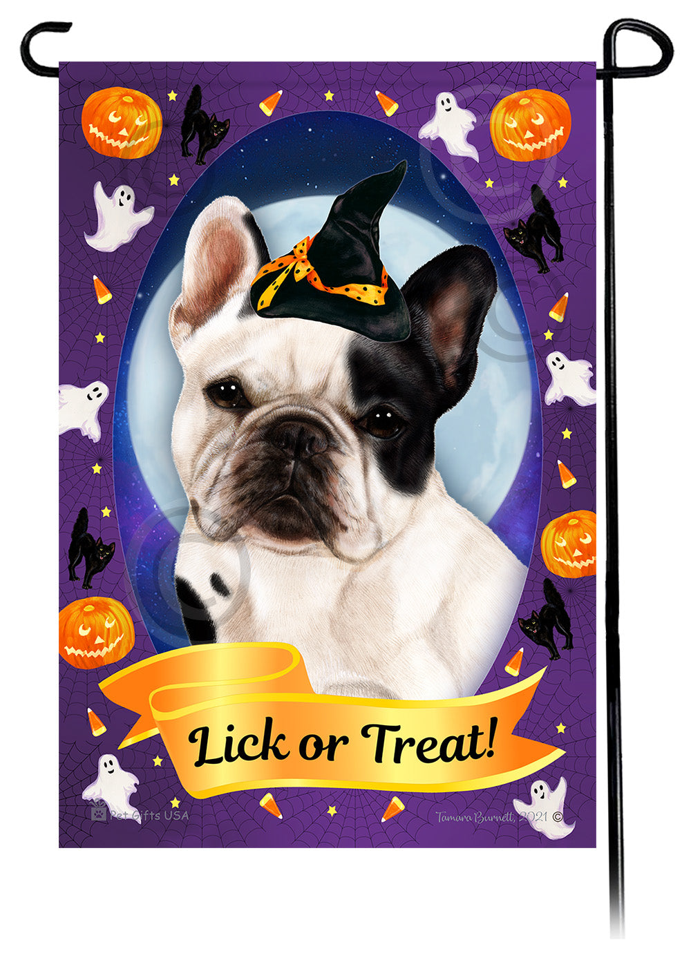 French Bulldog (White And Black) - Halloween Howls Garden Flag