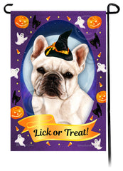 French Bulldog (White) - Halloween Howls Garden Flag