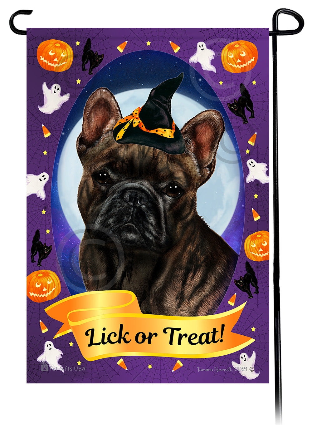 French Bulldog (Brindle) - Halloween Howls Garden Flag