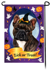 French Bulldog (Brindle And White) - Halloween Howls Garden Flag
