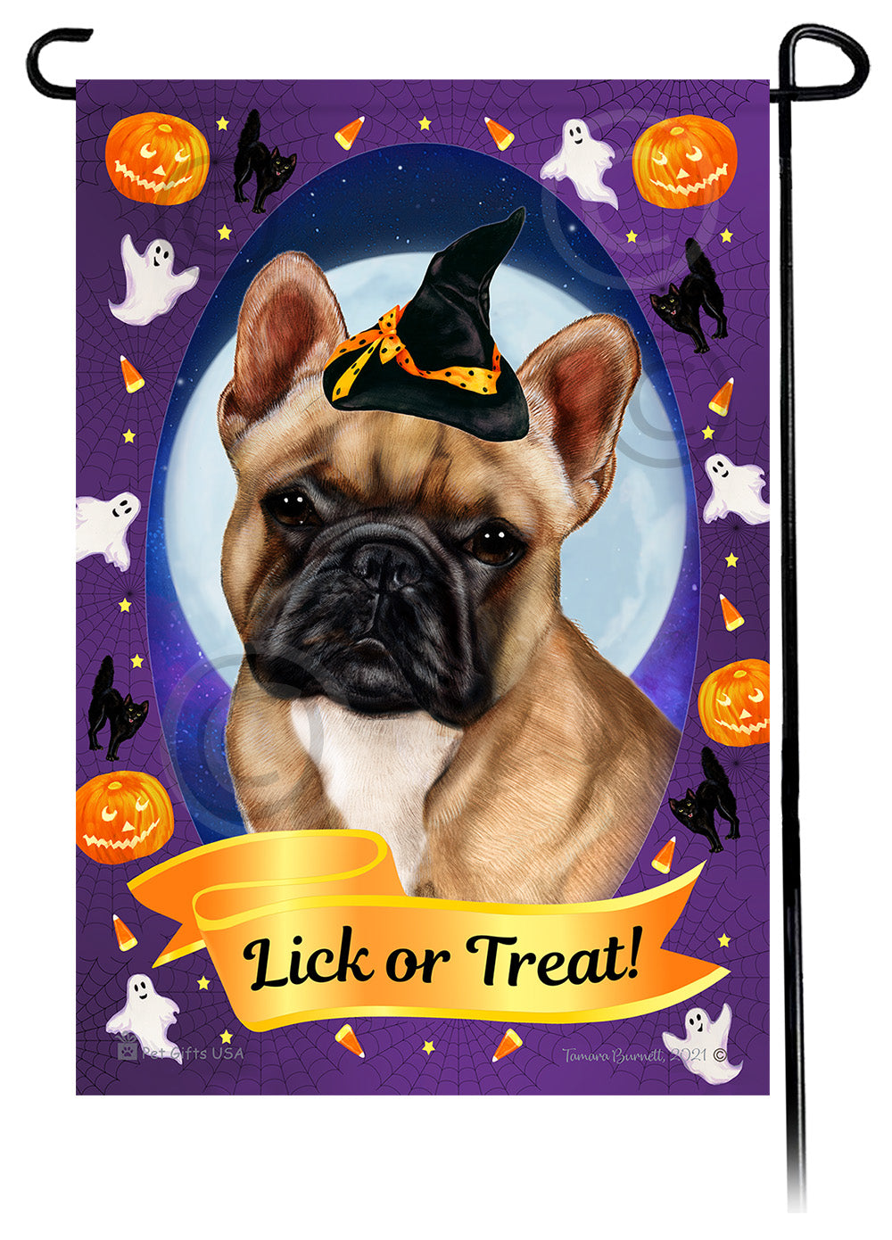 French Bulldog (Fawn And White) - Halloween Howls Garden Flag