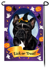 French Bulldog (Black And White) - Halloween Howls Garden Flag