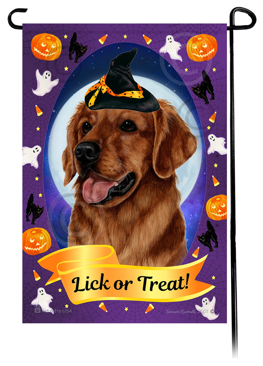 Golden Retriever (Red) - Halloween Howls Garden Flag