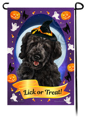 Goldendoodle (Black) - Halloween Howls Garden Flag