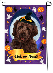 Goldendoodle (Chocolate) - Halloween Howls Garden Flag