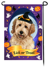 Goldendoodle (Blonde) - Halloween Howls Garden Flag