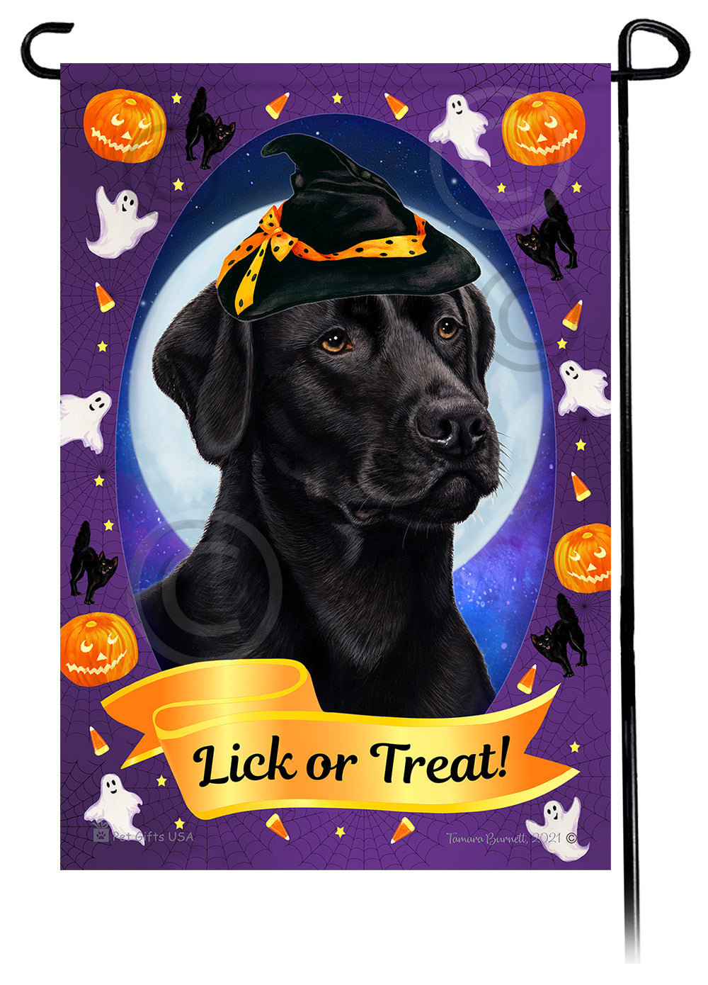 Labrador Retriever (American Black) - Halloween Howls Garden Flag