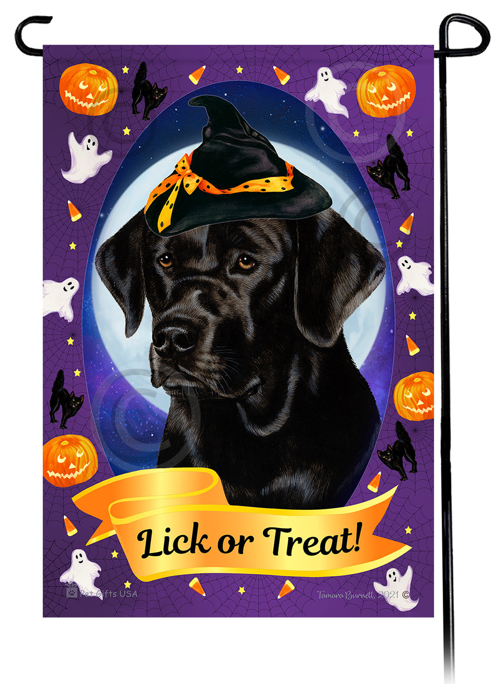 Labrador Retriever (English Type Black) - Halloween Howls Garden Flag