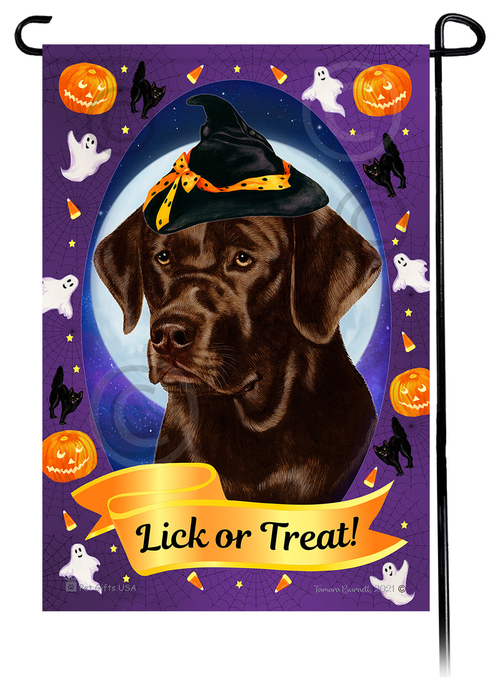 Labrador Retriever (English Type Chocolate) - Halloween Howls Garden Flag