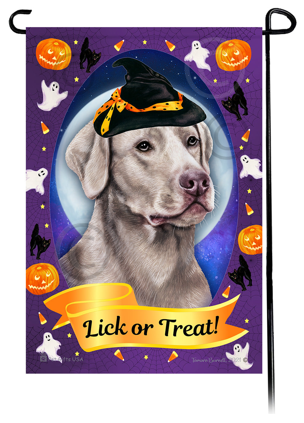 Labrador Retriever (American Silver) - Halloween Howls Garden Flag