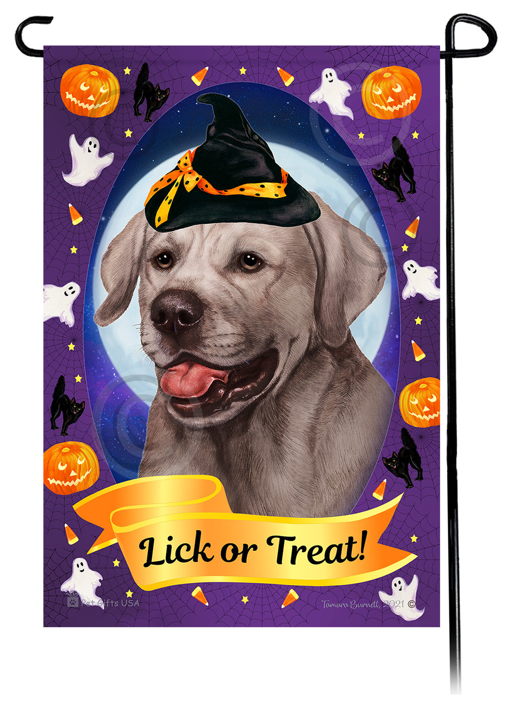 Labrador Retriever (English Type Silver) - Halloween Howls Garden Flag