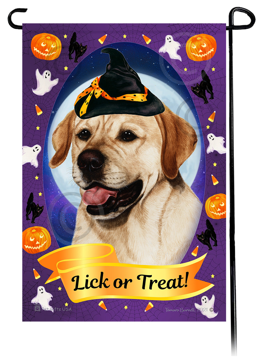 Labrador Retriever (English Type Yellow) - Halloween Howls Garden Flag
