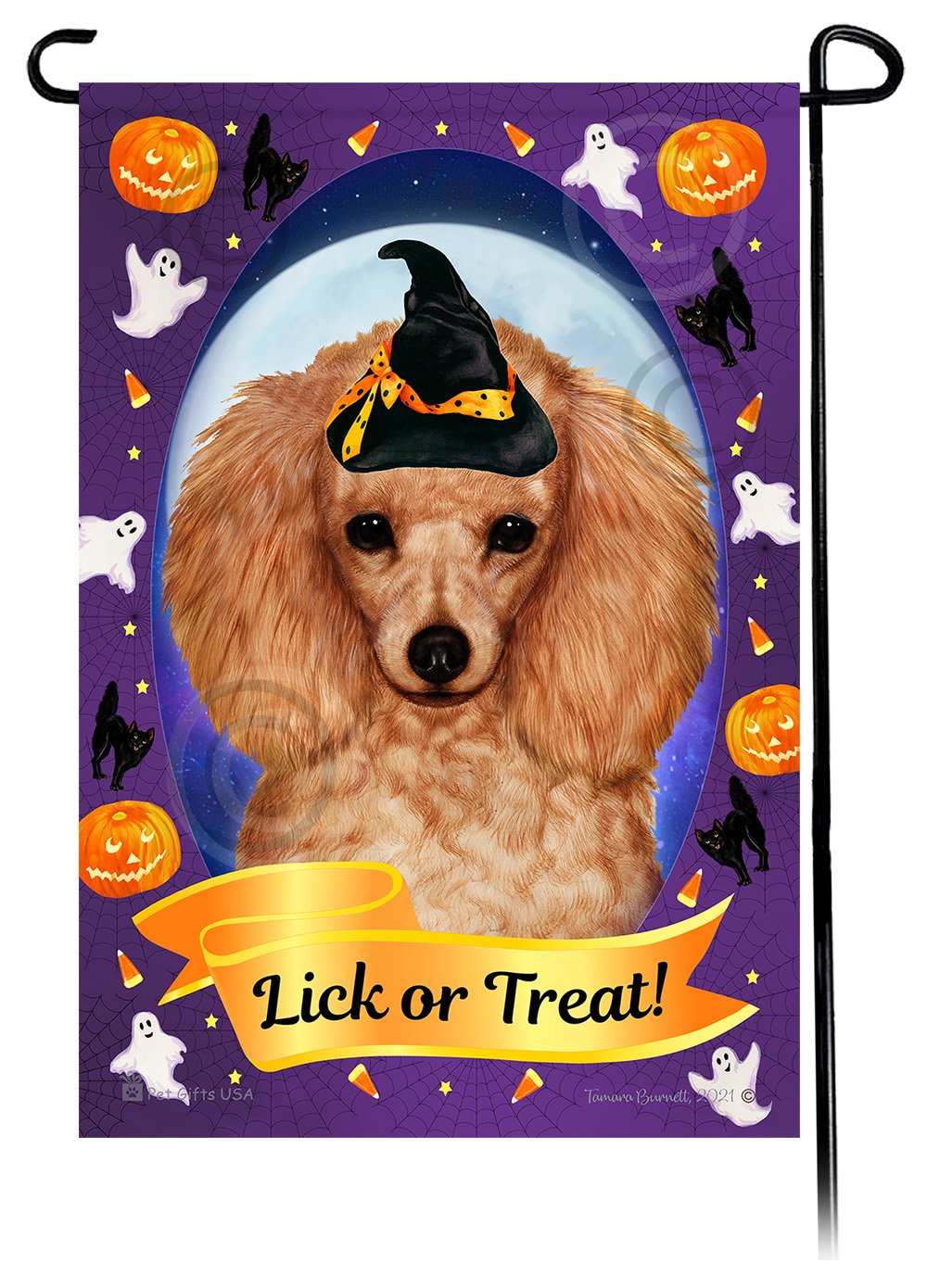Poodle (Apricot) - Halloween Howls Garden Flag