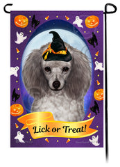 Poodle (Silver) - Halloween Howls Garden Flag
