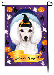 Poodle (White) - Halloween Howls Garden Flag